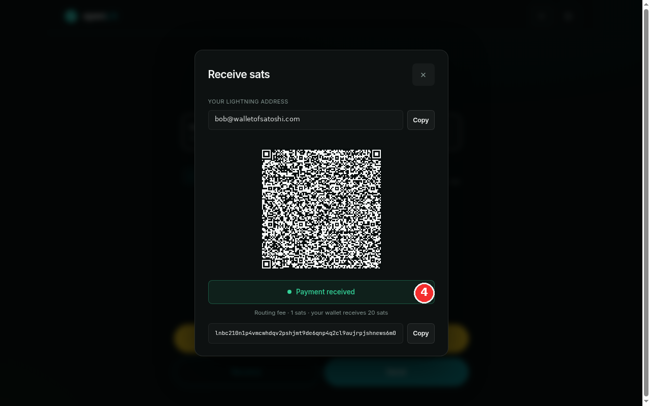 Green Payment received confirmation under the invoice QR